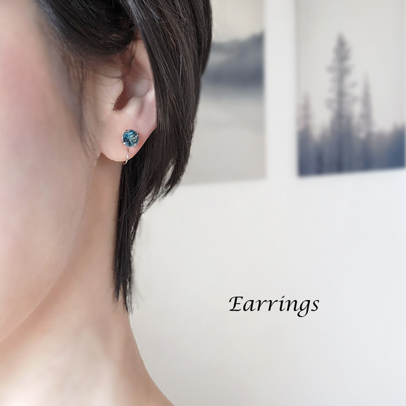 倫敦藍托帕石 6mm 14K鍍金耳環 ~Delphine 第6張的照片
