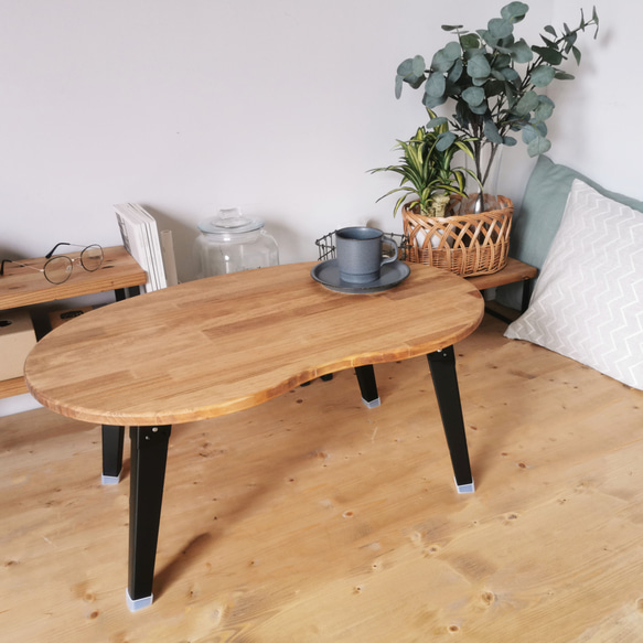 折りたたみローテーブル そら豆 【Sサイズ】 / 天然木 / カワイイ / リビング 子供 / 完成品 1枚目の画像