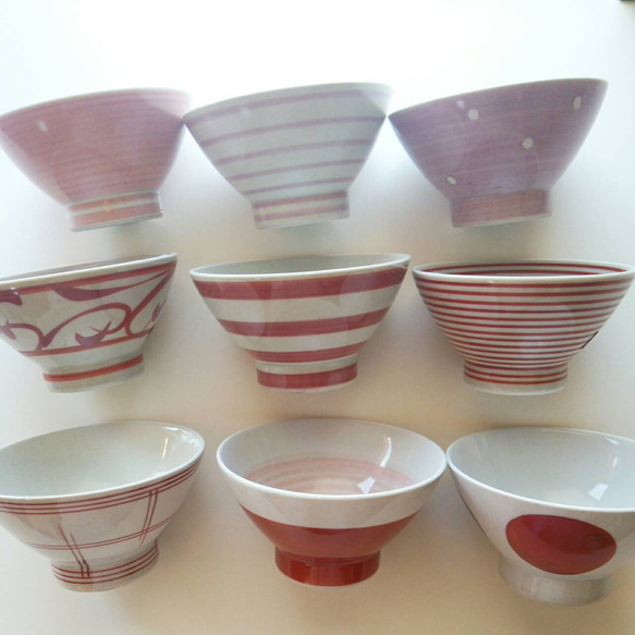 【波佐見焼】和山　お茶碗　kurawanka碗　青半・赤半 5枚目の画像