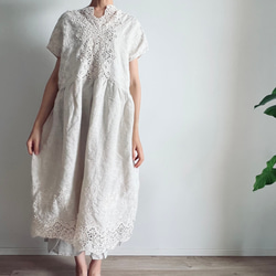 Vネックレースワンピース(生成) 10枚目の画像