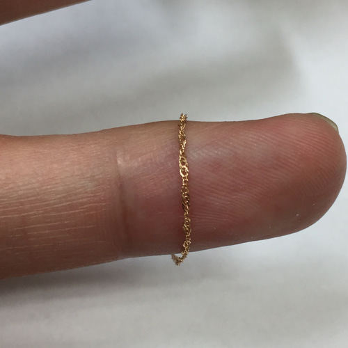 K18ピンクゴールド スクリュー チェーンリング 華奢リング 指輪