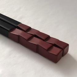 箸　市松　朱×溜塗（長さ21.5㎝） 1枚目の画像