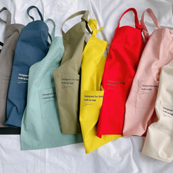 【イエロー】ひとりで着れるシンプルなキッズエプロン　子供エプロン　エプロンセット　三角巾　巾着袋 8枚目の画像