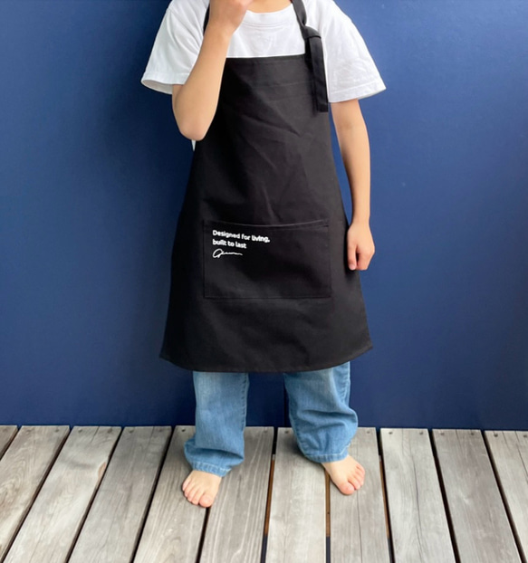 【全9色/130-150】ひとりで着れるシンプルなキッズエプロン　子供エプロン　三角巾　巾着袋 10枚目の画像