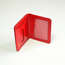 二つ折りパスケース・免許証ケース（パターンオーダー）　イタリアンレザー 3枚目の画像