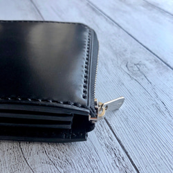 受注製作 Horweenシェルコードバンブラック L字ファスナーミニウォレット 7枚目の画像