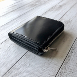 受注製作 Horweenシェルコードバンブラック L字ファスナーミニウォレット 3枚目の画像