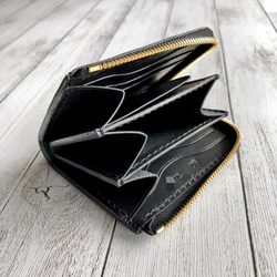 受注製作 Horweenシェルコードバンブラック L字ファスナーミニウォレット 10枚目の画像