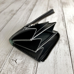 受注製作 Horweenシェルコードバンブラック L字ファスナーミニウォレット 9枚目の画像