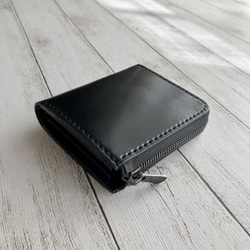 受注製作 Horweenシェルコードバンブラック L字ファスナーミニウォレット 5枚目の画像