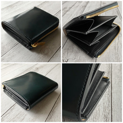 受注製作 Horweenシェルコードバンブラック L字ファスナーミニウォレット 2枚目の画像