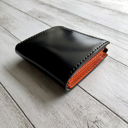 受注製作 Horweenシェルコードバンブラック L字ファスナーミニウォレット 4枚目の画像