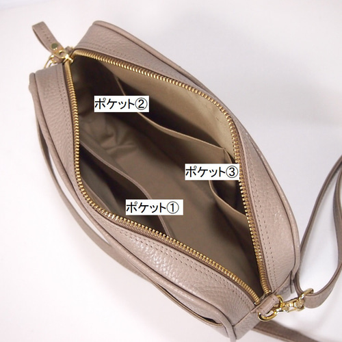 「✾ ルル ✾」Ｗファスナー・牛革シュリンク・お財布バッグ（ポシェット） ☆日本製☆牛革☆お財布ポシェット☆ダブルファスナー☆ハンドル