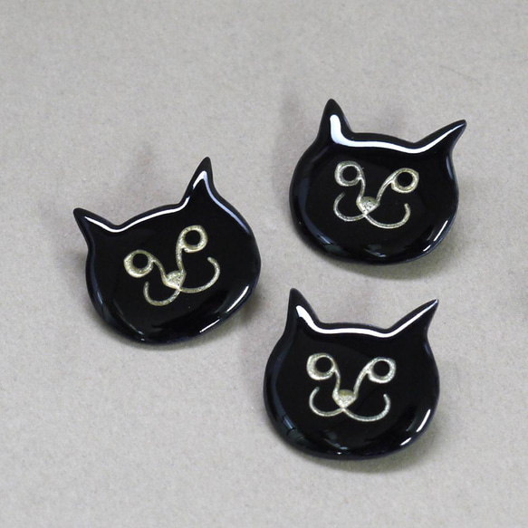 七宝焼　ブローチ　いじわる猫（黒） 3枚目の画像