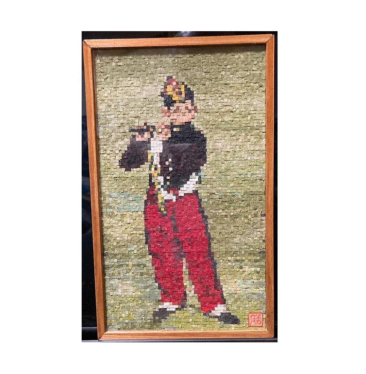 木製ドット画、世界の名画、笛を吹く少年(マネ)、一品物、専用 木製ドット画、世界の名画、笛を吹く少年(マネ)、一品物、専用