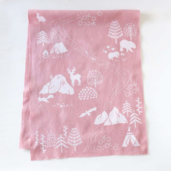 手染毛巾～營地圖案～煙粉色 第3張的照片