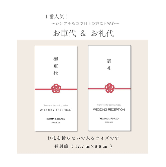 お車代 お礼代 封筒  80円 1枚目の画像