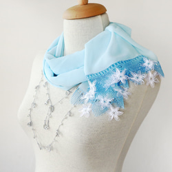 [Made to order] OYA Needlelace shawl [STELLA] Baby Blue 第2張的照片