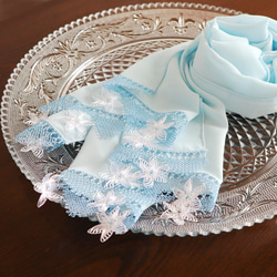 [Made to order] OYA Needlelace shawl [STELLA] Baby Blue 第1張的照片