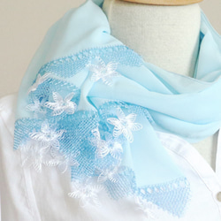 [Made to order] OYA Needlelace shawl [STELLA] Baby Blue 第4張的照片