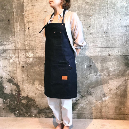 名入れ可 匠のワークエプロン 国産デニム レザー メンズ プレゼント