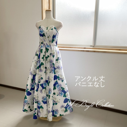カラードレス ブルー系花柄 フォトウェディング 結婚式 前撮り