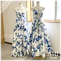 AMI 黒と青の花柄　ロングドレス 560420685f3c7b3cd62991215247ac
