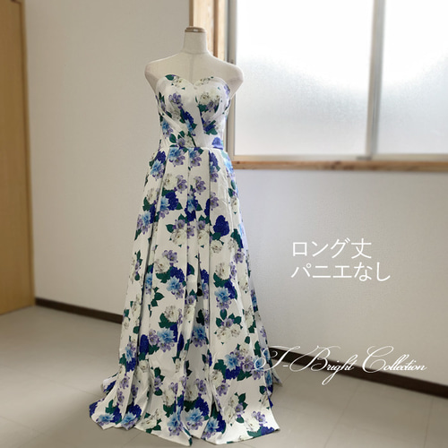 カラードレス ブルー系花柄 ウェディングドレス結婚式 前撮り カラードレス ブルー系花柄 ウェディングドレス結婚式 前撮り