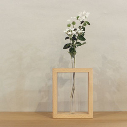 フラワーベース シングル 花瓶 一輪挿し 木製 試験管 モダン 北欧 韓国インテリア ナチュラル シンプル 花 置物 1枚目の画像