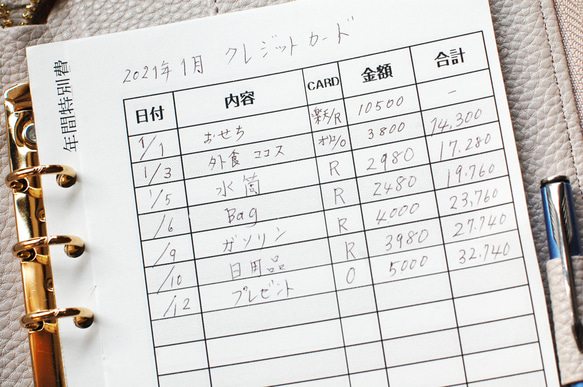 【グレージュ】家計収納 システム手帳◎ファイル 袋分け パスポートケース 通帳 お薬手帳  カード 名刺入れ 14枚目の画像