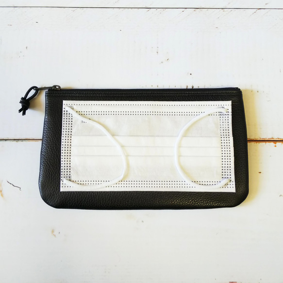 本革フラットポーチL◆再生ボタン(ターコイズ)◆いろいろ使える♪横長マルチレザーケース◇皮 13枚目の画像