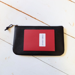 本革フラットポーチL◆再生ボタン(ターコイズ)◆いろいろ使える♪横長マルチレザーケース◇皮 11枚目の画像