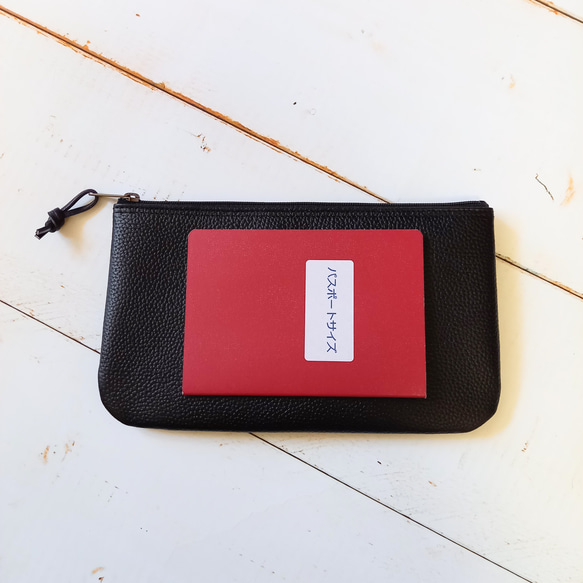 本革フラットポーチL◆再生ボタン(ターコイズ)◆いろいろ使える♪横長マルチレザーケース◇皮 11枚目の画像