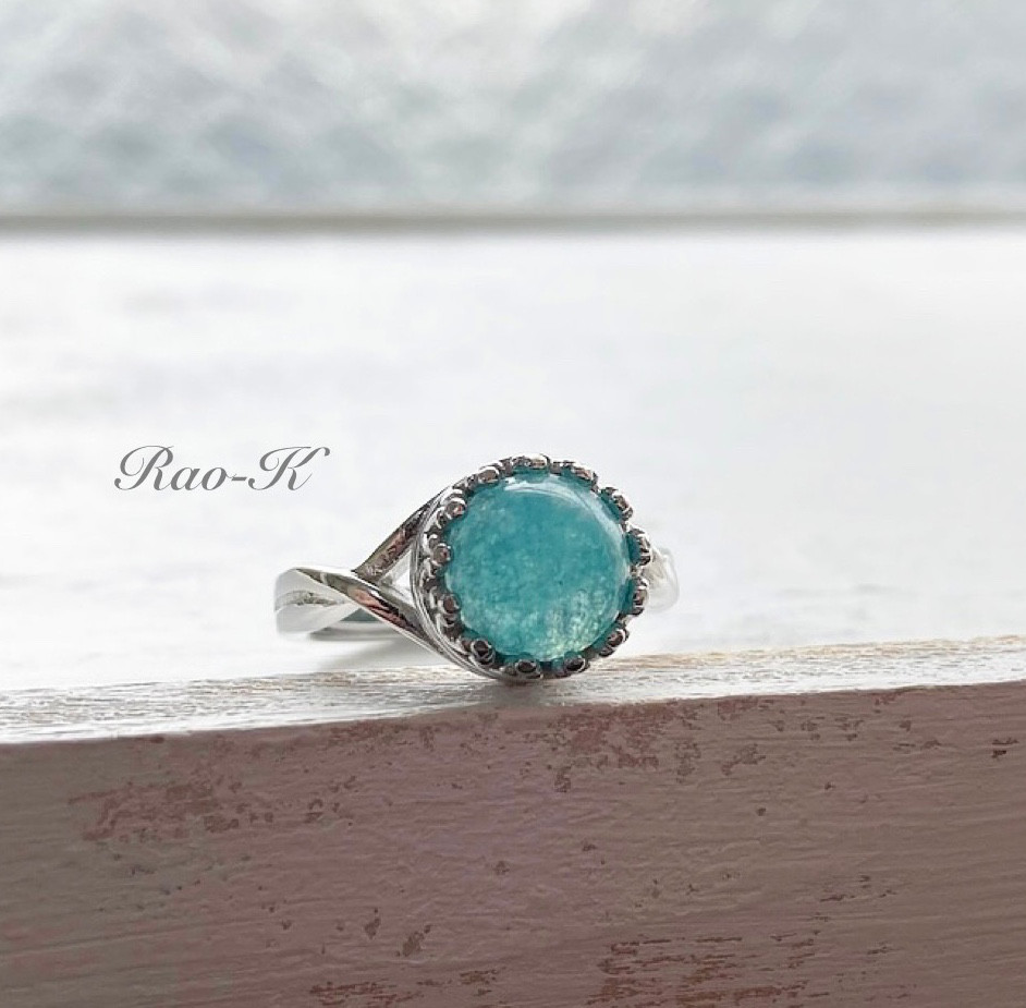 ✨silver925大人のアンティーク調リング〜アイスアマゾナイト(アマゾナイトシリカ)