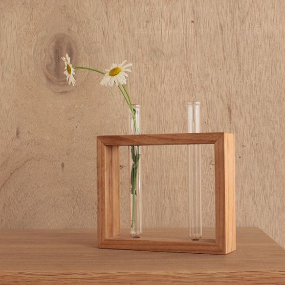 【Creema限定】フラワーベース ダブル ３種類 花瓶 一輪挿し 試験管 木製 北欧 オブジェ ドライフラワー 花 7枚目の画像