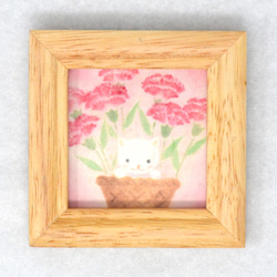 Mini picture frame『Cat and carnation』 第1張的照片