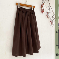 丈オーダー可 ワッシャーダブルガーゼのギャザースカート ブラウン 大きい 小さいサイズ nunono-23 9枚目の画像