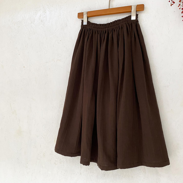 丈オーダー可 ワッシャーダブルガーゼのギャザースカート ブラウン 大きい 小さいサイズ nunono-23 10枚目の画像