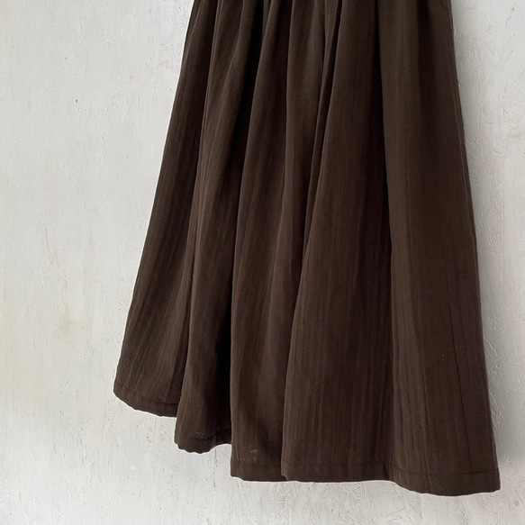 丈オーダー可 ワッシャーダブルガーゼのギャザースカート ブラウン 大きい 小さいサイズ nunono-23 12枚目の画像