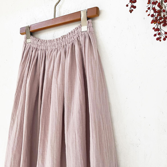 丈オーダー可 ワッシャーダブルガーゼのギャザースカート ドーンピンク 桜色 大きい 小さいサイズ nunono-23 8枚目の画像