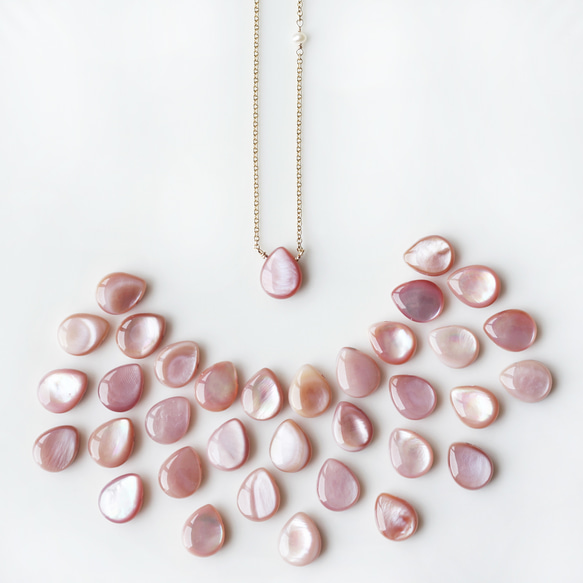 14KGF 40cm Necklace with  Pink Shell 第2張的照片