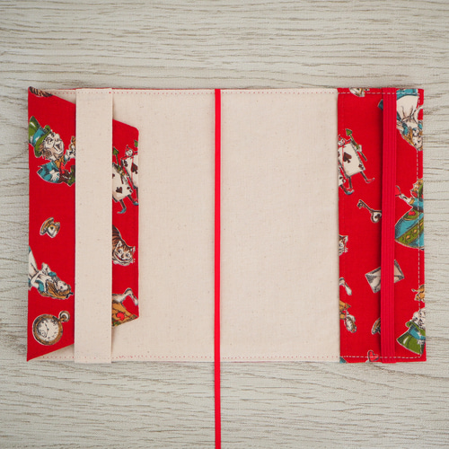 文庫本】ゴムバンド栞付ブックカバー 手帳カバー☆不思議の国のアリス