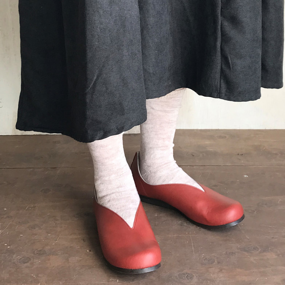 すぽっと履けて♪楽ちん♪♪幅広対応・Ⅴカット・大人ナチュラル・柔らか・フラットシューズ・105 13枚目の画像