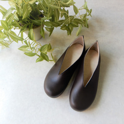 すぽっと履けて♪楽ちん♪♪幅広対応・Ⅴカット・大人ナチュラル・柔らか・フラットシューズ・105 8枚目の画像