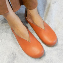 すぽっと履けて♪楽ちん♪♪幅広対応・Ⅴカット・大人ナチュラル・柔らか・フラットシューズ・105 4枚目の画像