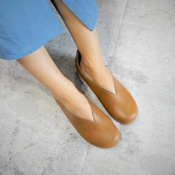 すぽっと履けて♪楽ちん♪♪幅広対応・Ⅴカット・大人ナチュラル・柔らか・フラットシューズ・105 6枚目の画像