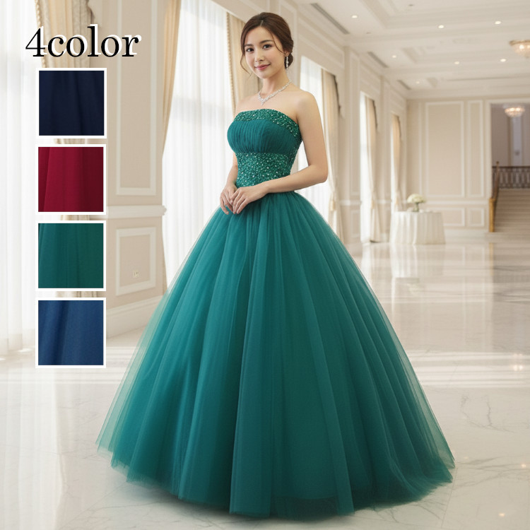 再販 カラードレス レッド赤 ウェディングドレス 演奏会 発表会 二次会 結婚式 プリンセスライン Aライン52981