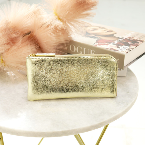 『開運財布』ゴールド小銭入れ　※11月9日まで掲載 ミラーゴールド】上品かつ高級感のある薄マチ軽量で大きく使えるL字