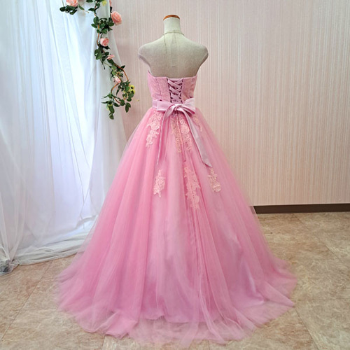 カラードレス 水色 ピンク 橙 紫 緑 7号9号11号 サッシュリボン付き