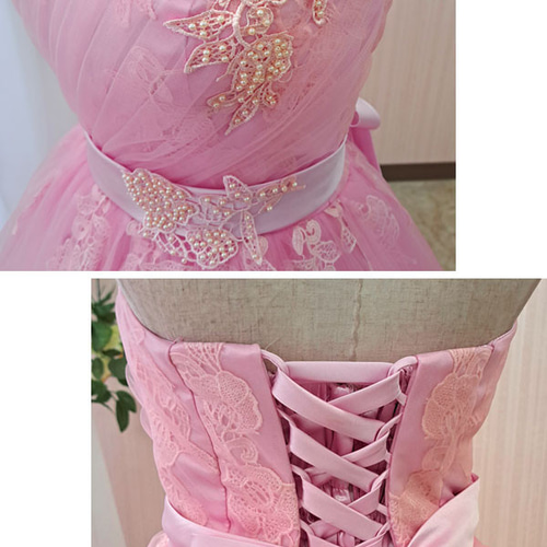 カラードレス 水色 ピンク 橙 紫 緑 7号9号11号 サッシュリボン付き